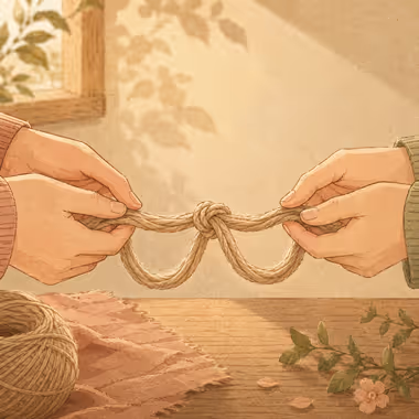 담연 심리상담센터 고부갈등 상담 프로그램 상세 안내 이미지2. 두 손이 묶인 매듭을 풀고 있다.