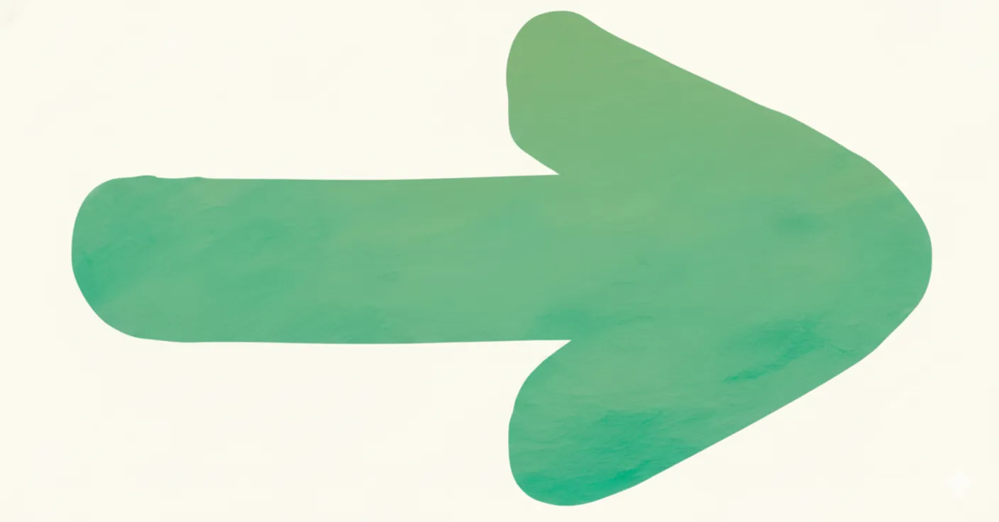 오른쪽을 가리키는 녹색 화살표.