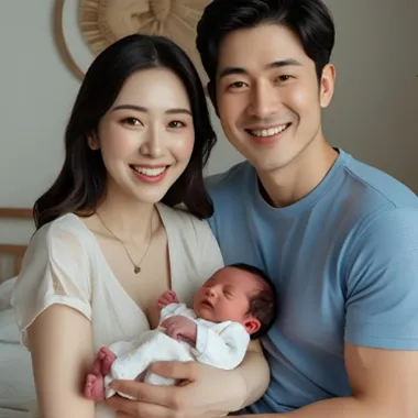 담연 심리상담센터 예비부모 교육 프로그램 안내 이미지. 밝게 웃고 있는 부모가 아기를 안고 있는 가족 초상화.